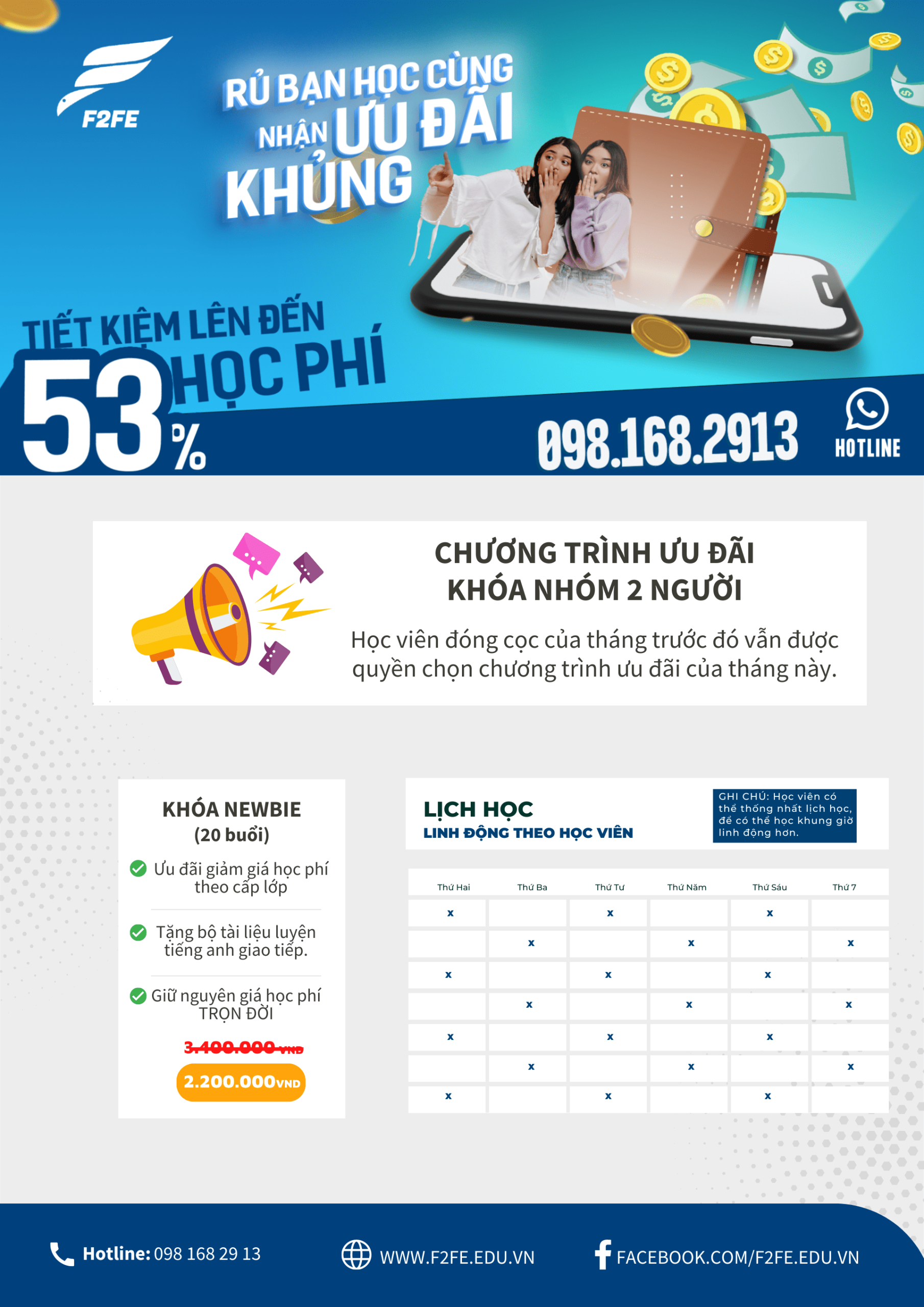 F2FE Học Phí newbie nhóm 2 người