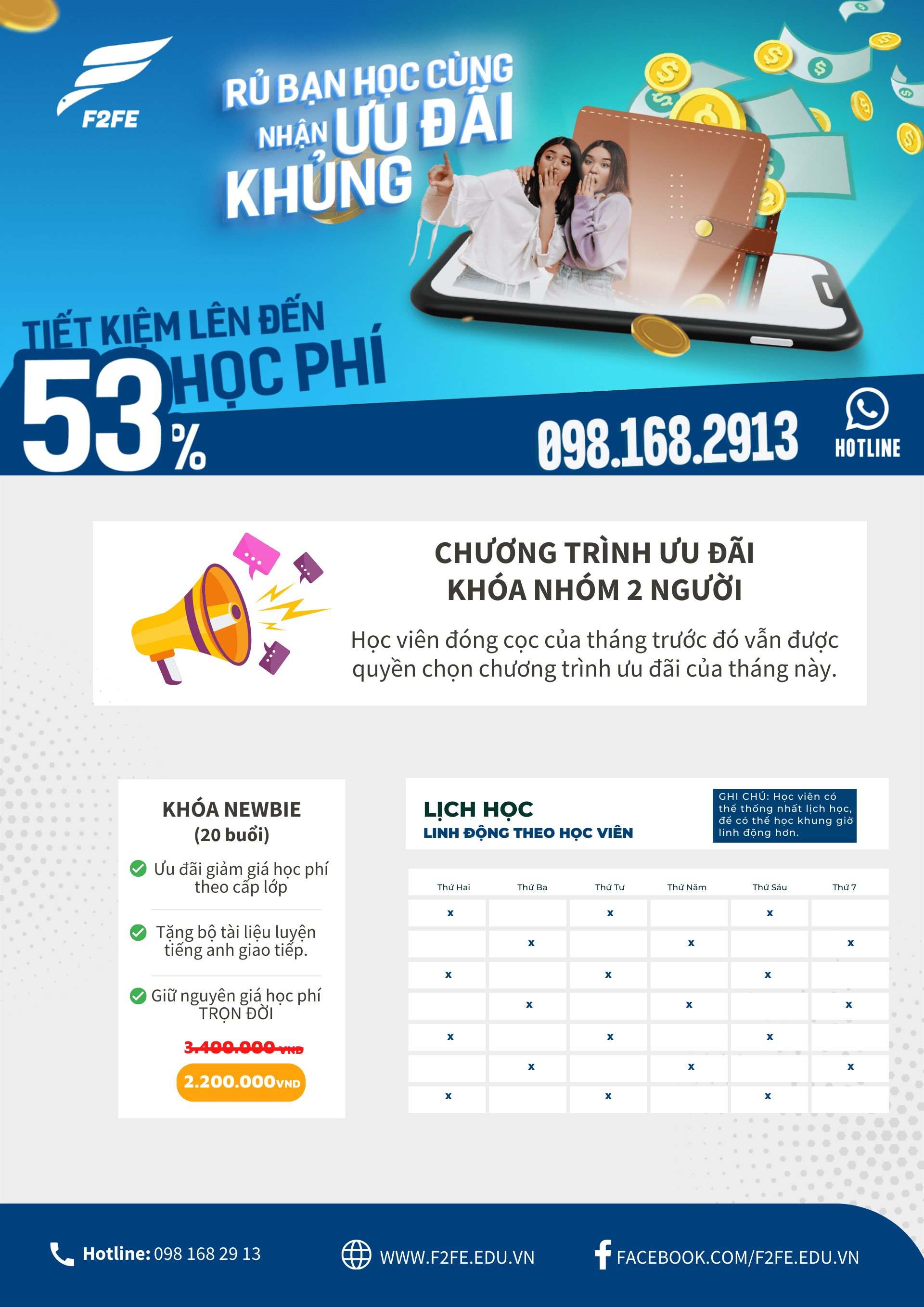 F2FE Học Phí newbie nhóm 2 người
